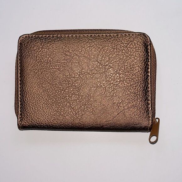 Strada Women's Bronze Zippered Wallet, Metallic Finish, Faux Leather - Picture 3 of 6